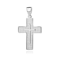 Pandantiv cruce argint cu pietre DiAmanti Z0727CR_W-DIA (Argint 925‰ 1,6 g.)